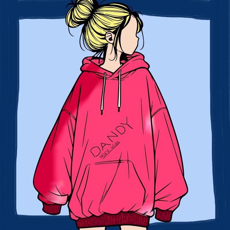 realistic girl with a oversized sweatshirt on and a bun