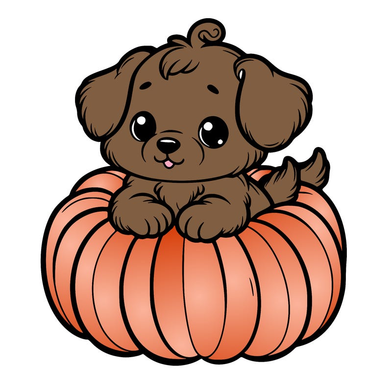 cute little puppy in a pumpkin