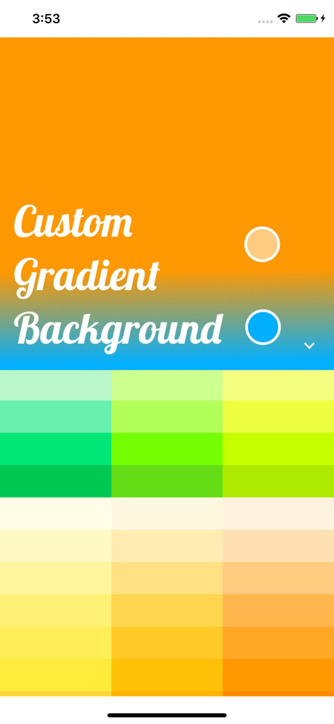 Text Only Made Simple - Tela do editor de fundo gradiente personalizado com paleta de cores no aplicativo Text Only