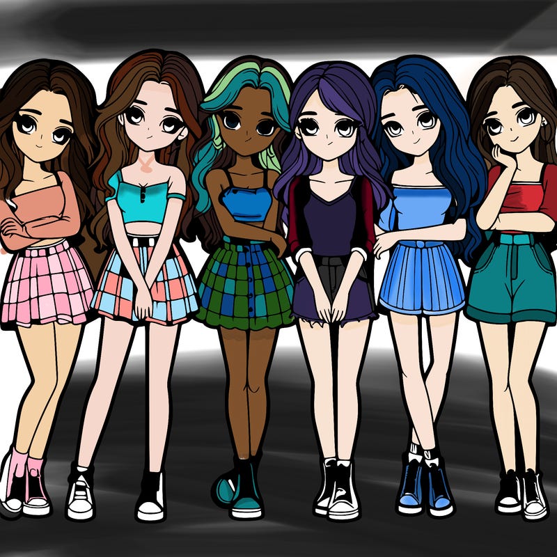 a group of girls realistic