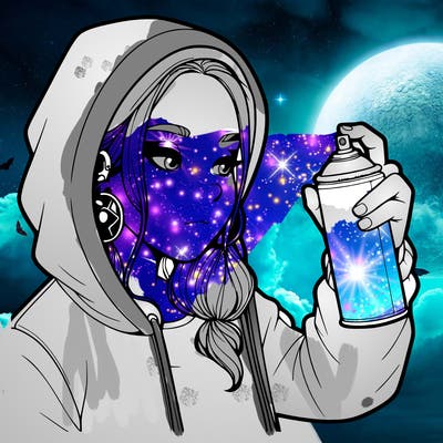 a realistic girl, spray painting