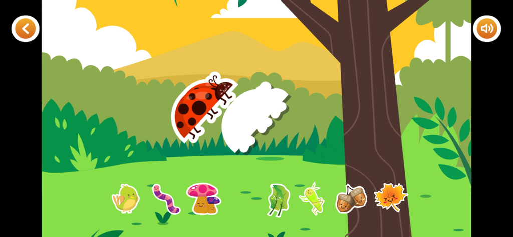 ABC Kids - Games for Toddlers - Un colorido juego de emparejamiento de siluetas de mariquitas para niños pequeños y preescolares