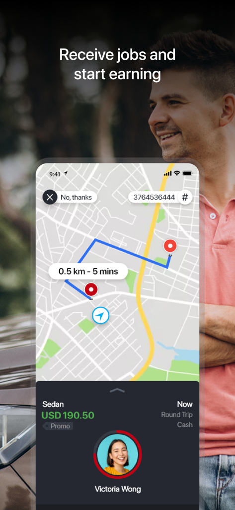 Global Driver - Global Driver app screen showing a navigation map and ride booking details