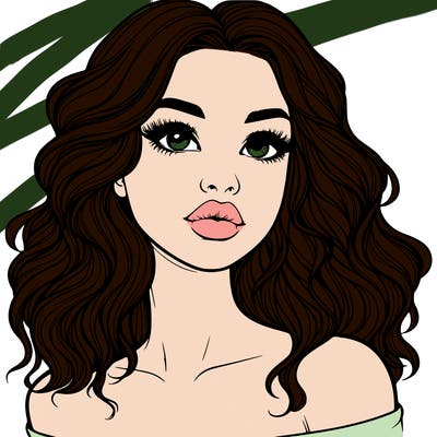 realistic girl with wavy hair and lips