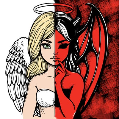 realistic angel half demon
