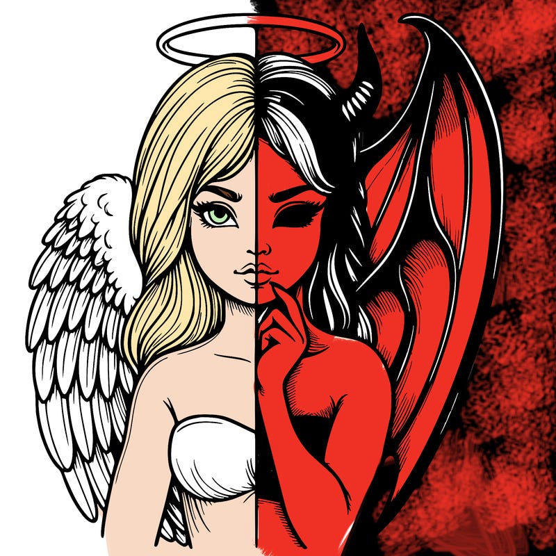 realistic angel half demon