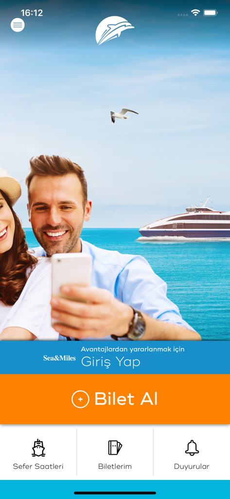 İDO Mobile - IDO Mobile app home screen showing ticket booking and voyage times