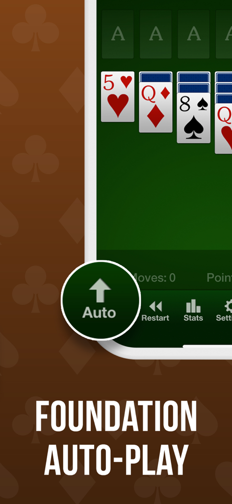 Solitaire for Seniors - Foundation Auto-Play feature with large cards in the Solitaire for Seniors app