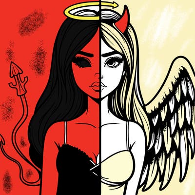 devil vs angel realistic girl