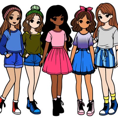 a group of five girls