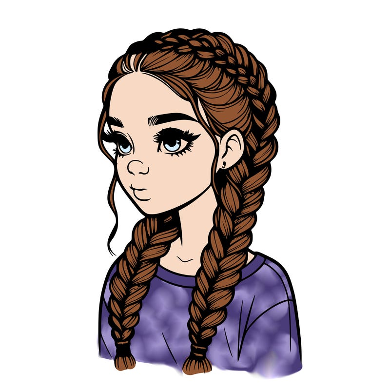 realistic girl with braids