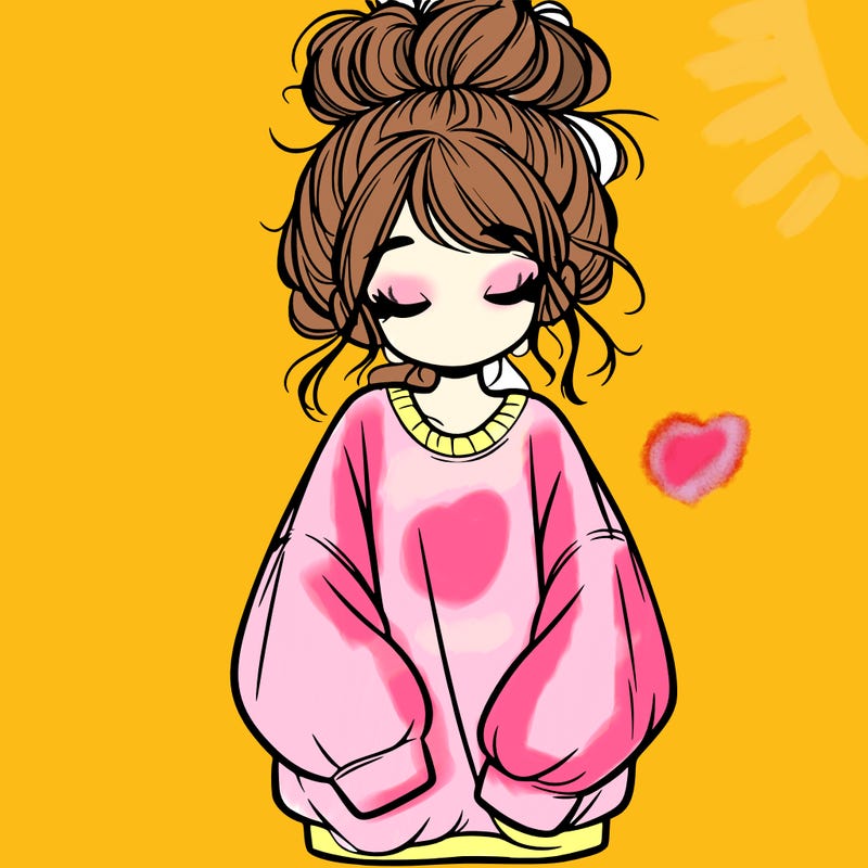 girl with baggy sweatshirt and messy bun