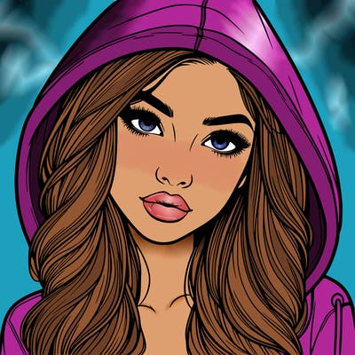 realistic beautiful girl with a hood on