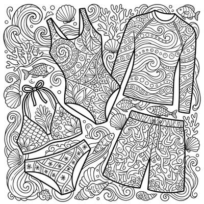 Explore a wave of creativity with our Zentangle Swim Activewear coloring page, featuring beautifully patterned swimwear for a relaxing artistic escape. This intricate design invites you to bring vibrant life to beach essentials and underwater scenes.