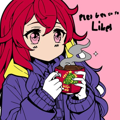 hot anime girl drinking coffee in the morning