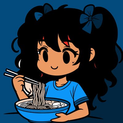 a girl eating ramen