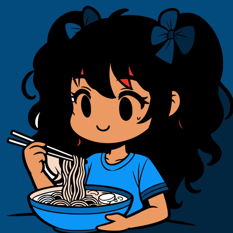 a girl eating ramen