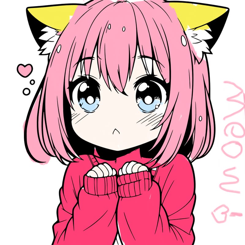 shy anime catgirl
