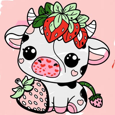 cute strawberry cow