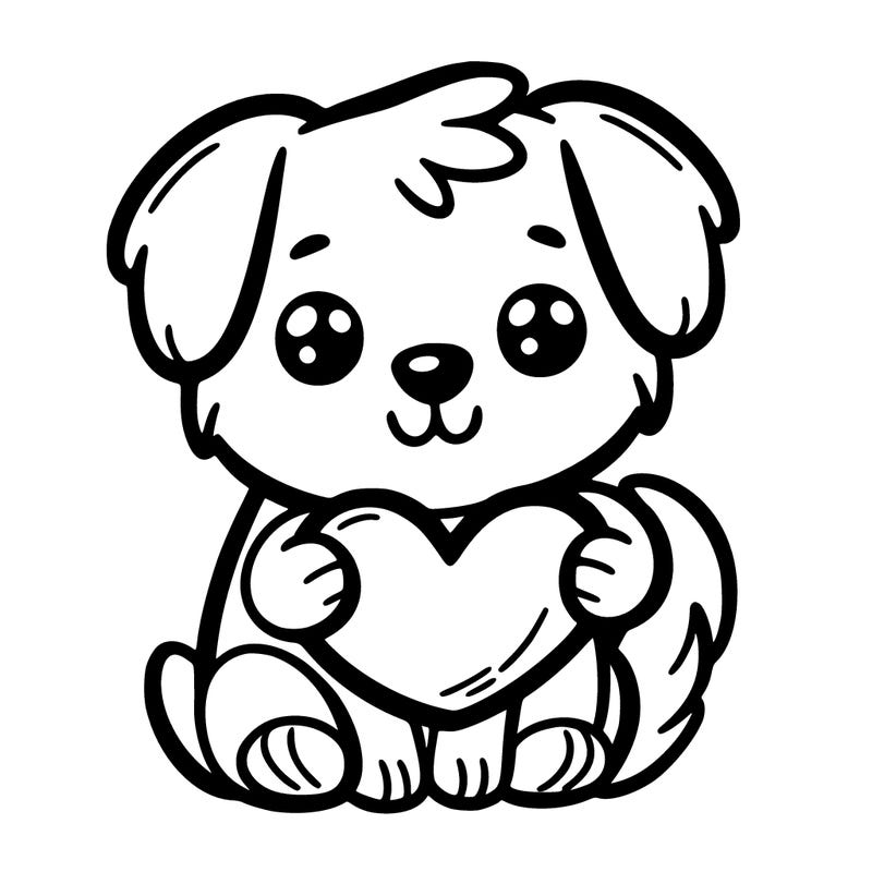 cute dog holding heart