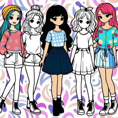 a group of five girls