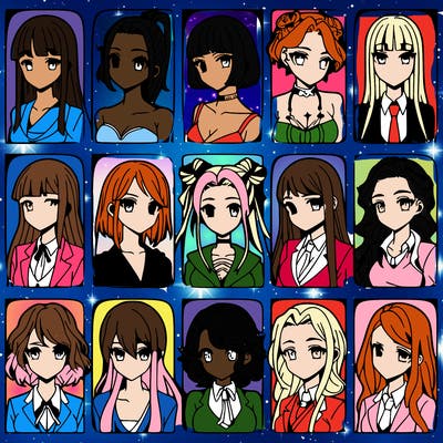 girls that look diffrent anime