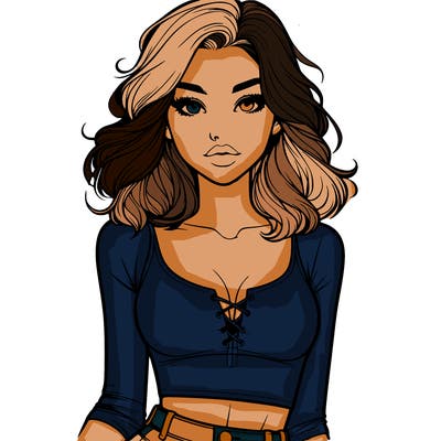 realistic girl with crop-top