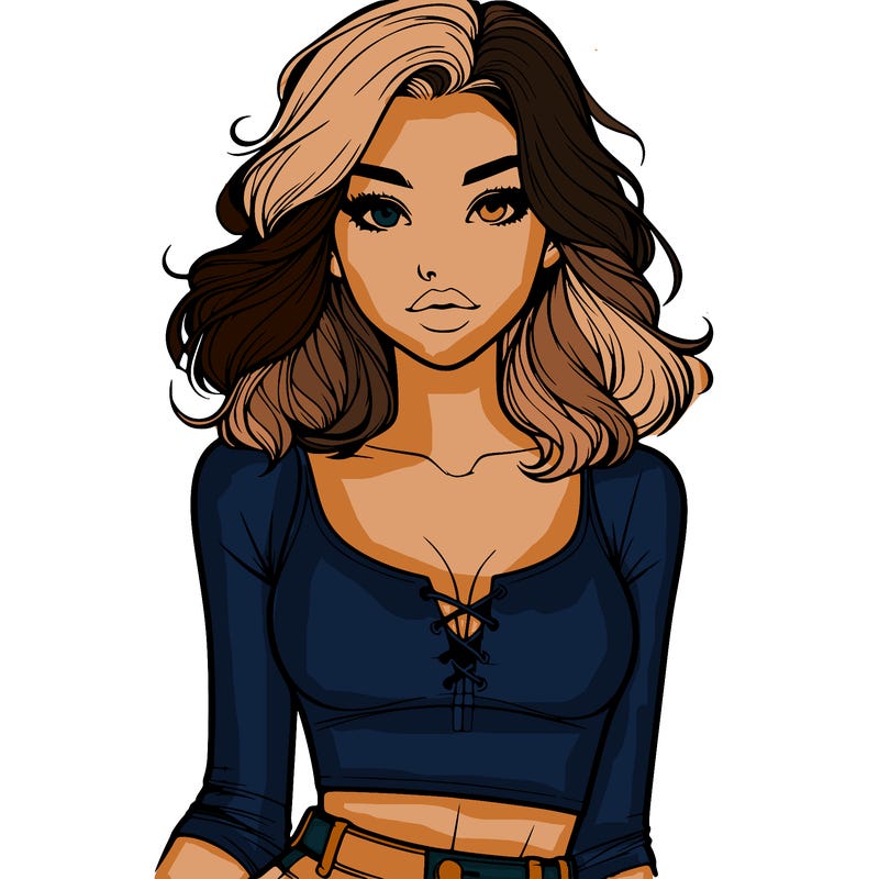 realistic girl with crop-top