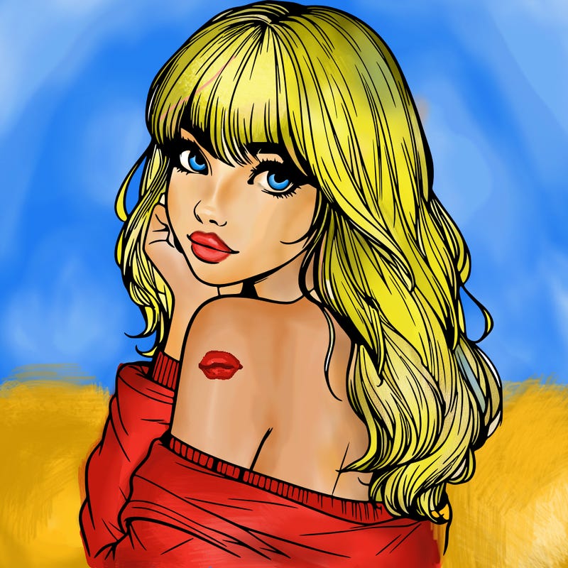 realistic girl with bangs looking over her shoulder