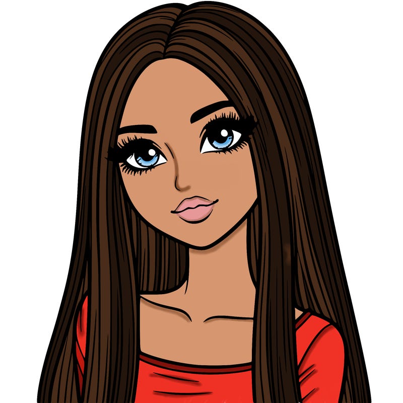 realistic girl with straight and long hair