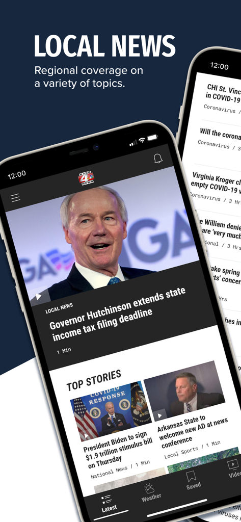 KARK 4 News ArkansasMatters - KARK 4 News ArkansasMatters mobile app interface showing local news headlines and top stories