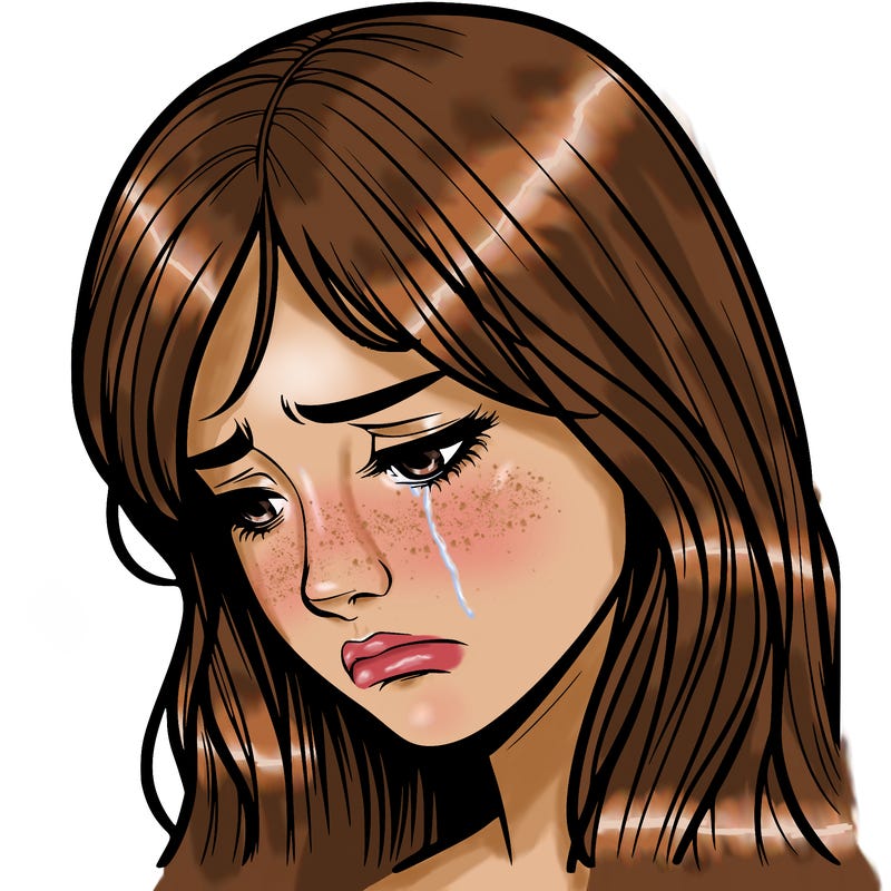 depressed realistic girl crying