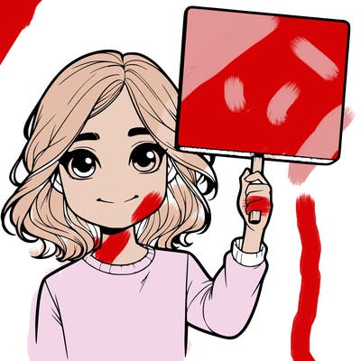 realistic girl holding up a sign