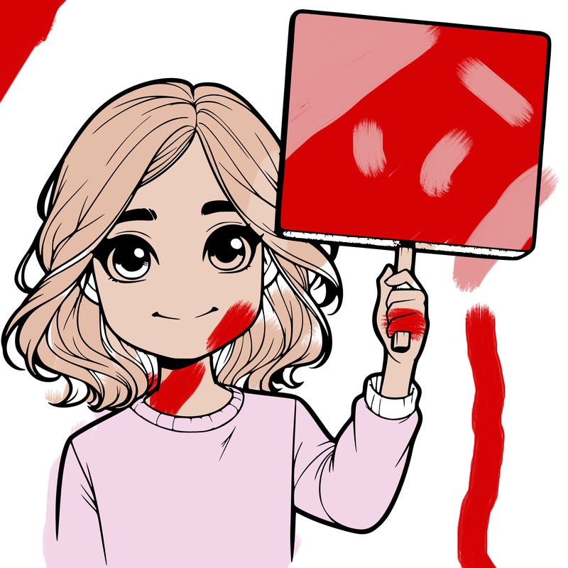 realistic girl holding up a sign