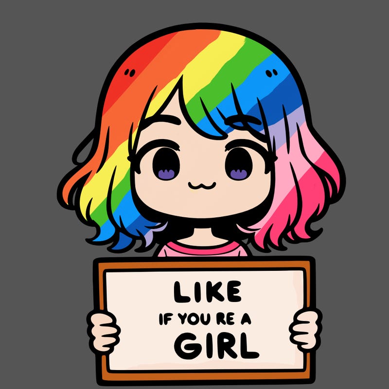 a cute girl holding a sign that says like if you’re a girl