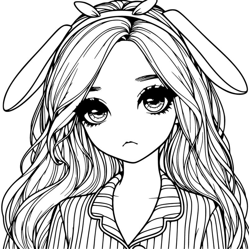 realistic girl with bunny pjs