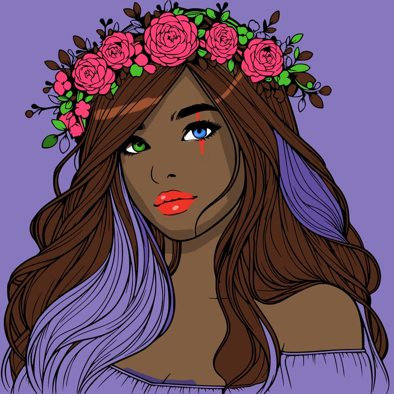 realistic girl with flower crown