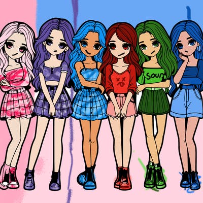 a group of girls realistic
