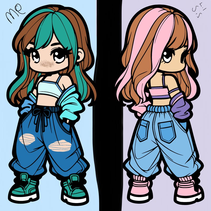 girl in crop top and baggy pants