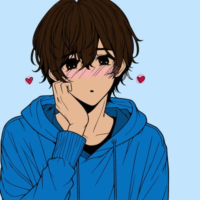 shy realistic anime guy