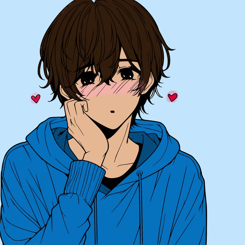 shy realistic anime guy