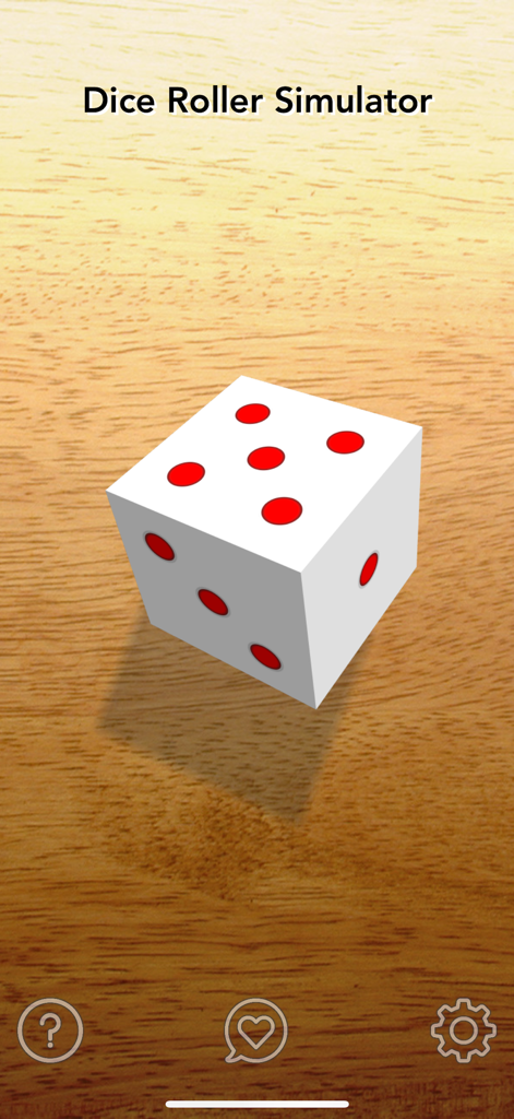 Dice Roller Simulator - Dice Roller Simulator app interface featuring a white die on a wooden table