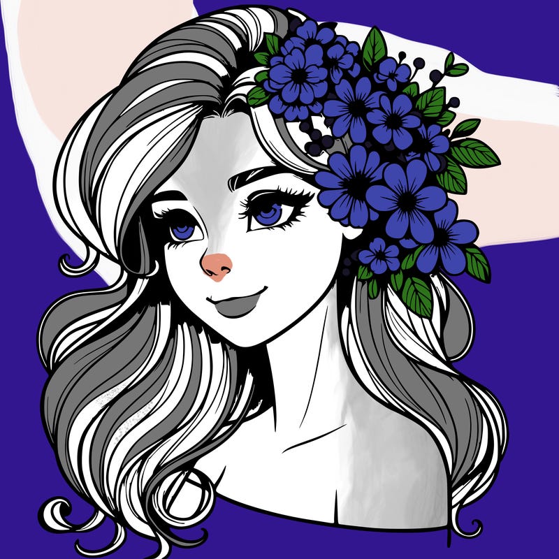 realistic beautiful girl with flowers in her hair