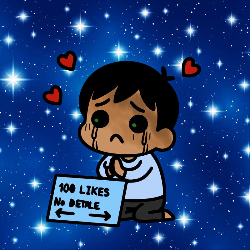 sad person begging for 100 likes