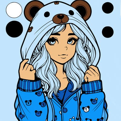 realistic girl in a animal pjs hoodie