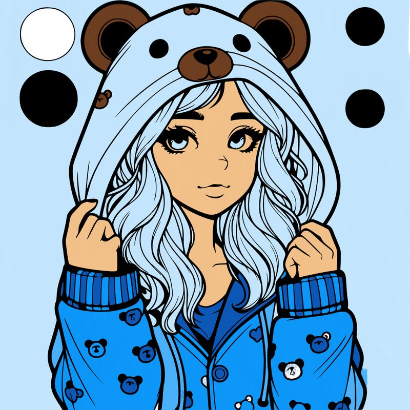 realistic girl in a animal pjs hoodie