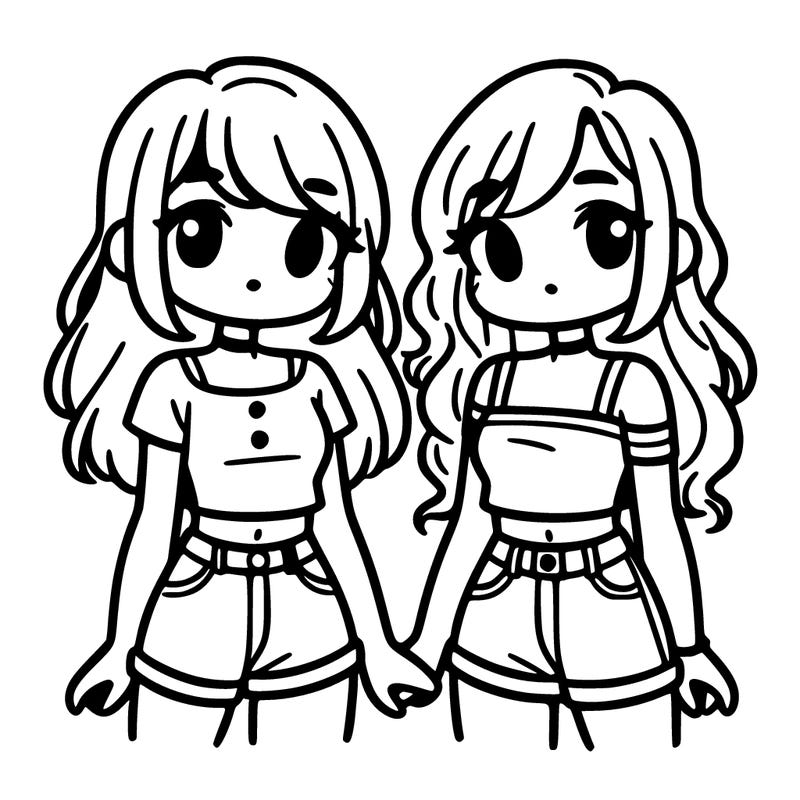 two cute teenage girls wearing shorts and a crop top