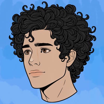 realistic guy with curly hair