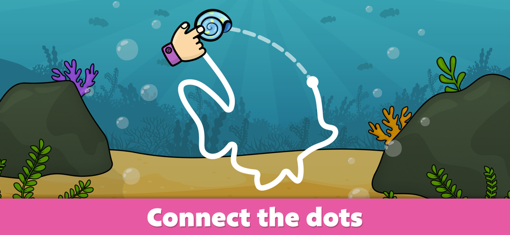 Toddler puzzle games for kids - A toddler puzzle game screen showing an underwater connect the dots activity