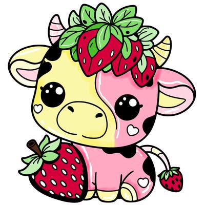 cute strawberry cow